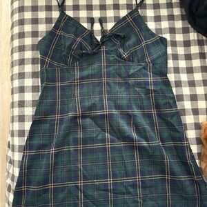 Cider Tartan Spaghetti Strap Dress
